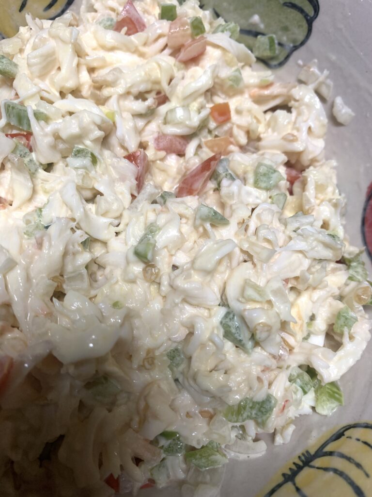 "Creamy Bahamian crawfish salad"