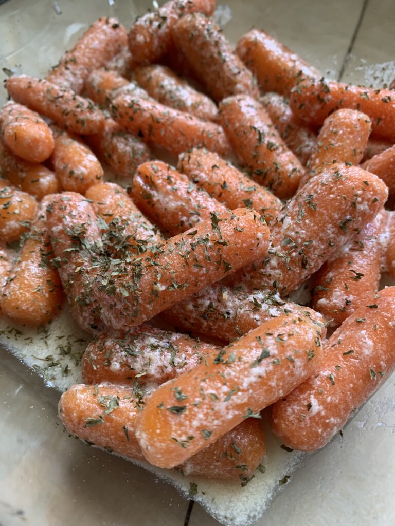 Baby carrots in a coconut glazed